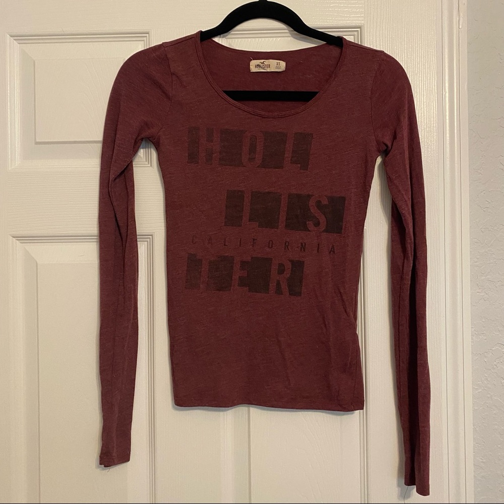 Hollister Maroon Long Sleeve Logo Tee – XS - Item 0042
